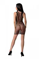 Мінісукня з вертикальним візерунком Passion BS097 One Size, black, плетіння з боків