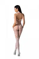 Бодістокінг з плетінням на животику Passion BS100 One Size, white, декоративний шов, з доступом