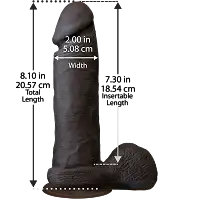 Фалоімітатор Doc Johnson The Realistic Cock 8 inch Black - ULTRASKYN, Vack-U-Lock, діаметр 5,1 см