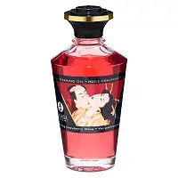 Розігрівальна олія Shunga Aphrodisiac Warming Oil – Sparkling Strawberry Wine (100 мл) без цукру