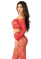 Комплект Leg Avenue Off The Shoulder Top and Footless Tights One Size, Red