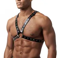 Чоловіча портупея Art of Sex - Spartacus, екошкіра, колір чорний, розмір L-2XL