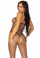 Бодістокінг Leg Avenue Suspender Bodystocking One size Black, велика сітка, доступ