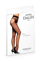 Колготки-панчохи з поясом Anne De Ales MORGANE T3 Black, дрібна сіточка, з доступом