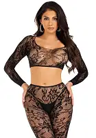 Комплект Leg Avenue Crop top & footless tights Black One Size