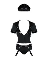 Еротичний костюм поліцейського Obsessive Police set S/M, black, топ, шорти, кепка, пояс, портупея