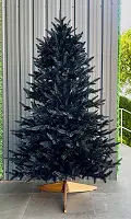Чорна новорічна ялинка штучна лита Super Classic 180 см з дерев’яною підставкою