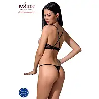 Комплект білизни Passion Exclusive QUENTRIS BIKINI XXL/XXXL, black, стрінги і напіввідкритий ліф