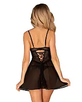 Пеньюар і трусики Obsessive Chemeris babydoll & thong M/L