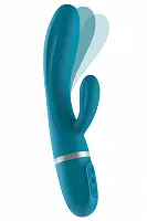 Вібратор-кролик Liebe Bend It Plus Ocean Blue, гнучкий, 2 мотори, 10 режимів