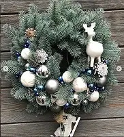 Вінок новорічний різдвяний Premium з литої хвої d-45 см блакитний