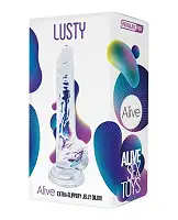 Прозорий фалоімітатор Alive Jelly Dildo Lusty, ТПЕ, присоска, діаметр 3,2см, довжина 18см
