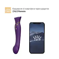 Смартвібратор 3в1 Zalo — Queen Twilight Purple, пульсівна перлина та вакуум, кристал Swarovski