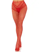 Панчохи Leg Avenue Crotchless Net Tights with Heart Backseam Red One Size
