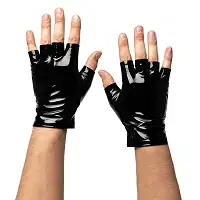 Лаковані чоловічі рукавички без пальців Art of Sex - Jeyson, колір чорний, розмір S