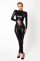 Комбінезон Noir Handmade F319 Caged wetlook catsuit with zippers and ring - XXL