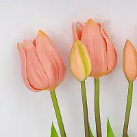 Букет латексних тюльпанів, 5 бутонів, персиково-рожевий, 50 см