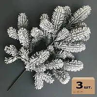 Гілка хвойна Premium лита 53 см зелена засніжена (упаковка 3 шт.)