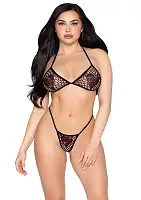 Комплект Leg Avenue Fishnet Bra Top and G-String Panty One Size Black