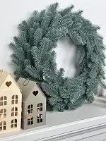 Великий різдвяний хвойний вінок Lux литий, блакитний, 60 см