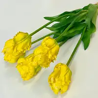 Штучні тюльпани латексні махрові 5 шт. жовті Real Touch, букет для декору, подарунок.