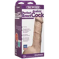 Фалоімітатор Doc Johnson - 7 Inch Perfect Erect Cock, діаметр 3,8см, велика голівка, Vac-U-Lock