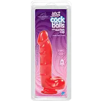 Фалоімітатор Doc Johnson Jelly Jewels Cock&Balls Red, діаметр 3,6 см, антибактеріальний ПВХ