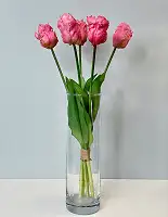 Тюльпани штучні латексні махрові букет 5 квіток рожевий