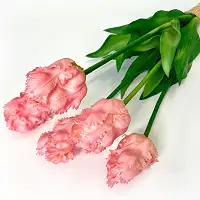 Тюльпани штучні латексні махрові букет 5 квіток світло-рожевий