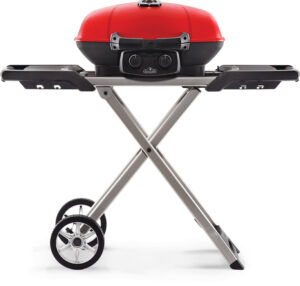 Napoleon TravelQ™ 285X Portable Propane Gas Grill and Scissor Cart with Griddle, Red