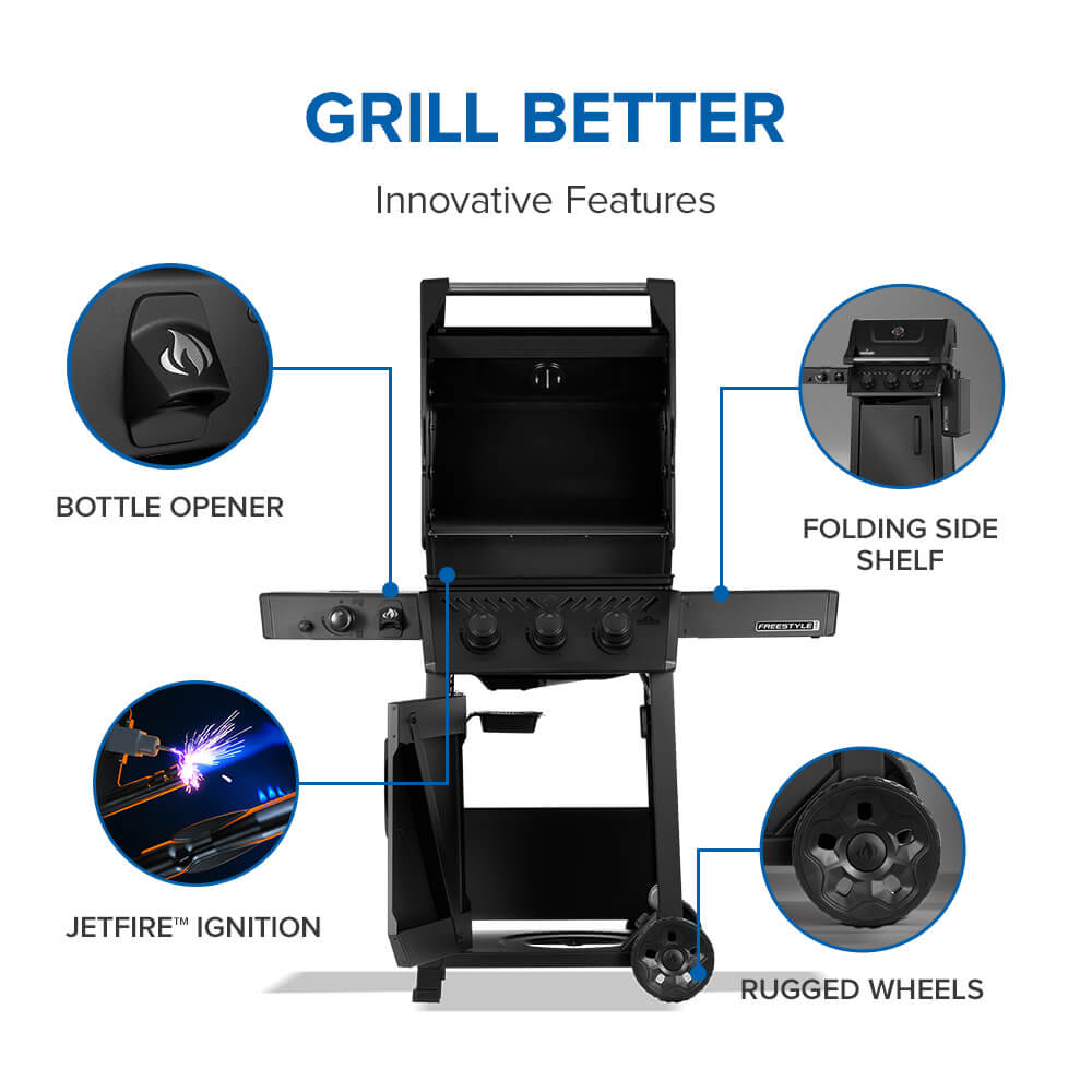 Freestyle™ PRO 365 Natural Gas Grill with Infrared Side Burner, Matte Black - Image 8
