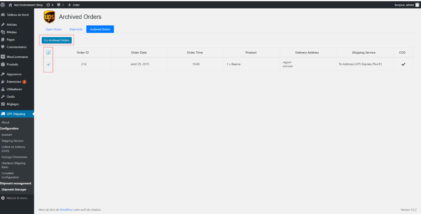 Data in ‘Archived Orders’ tab for over 90 days will be deleted.