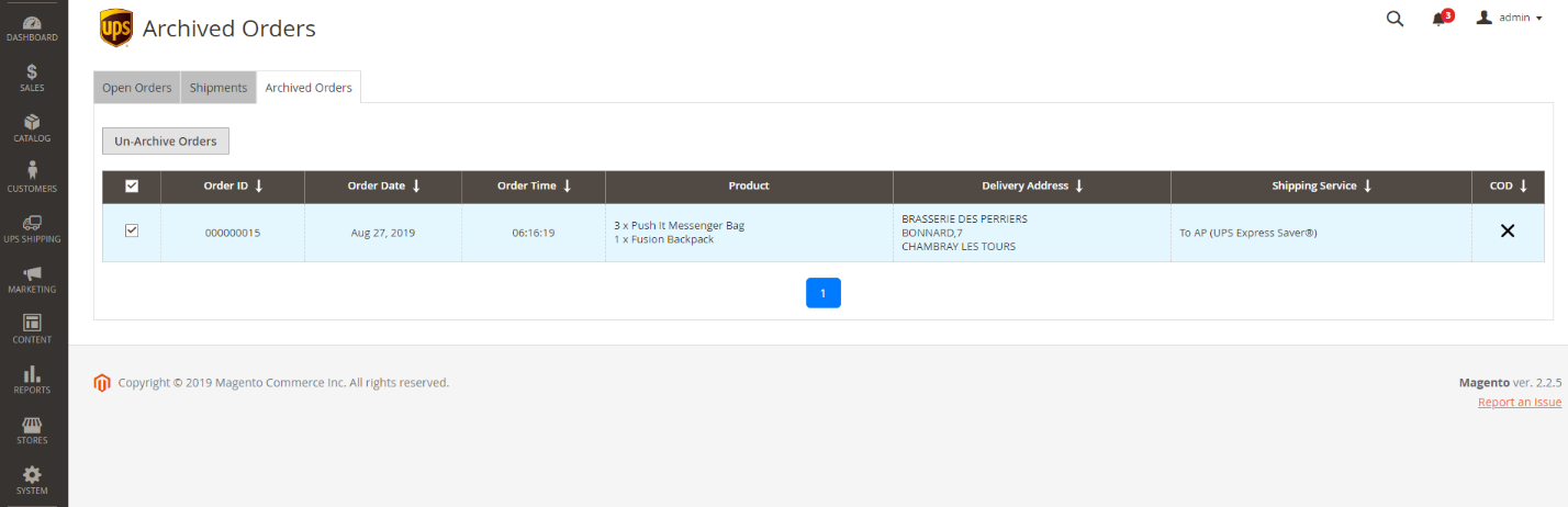 User can put the orders into Open Orders tab by selecting the archived orders from Archived Orders t