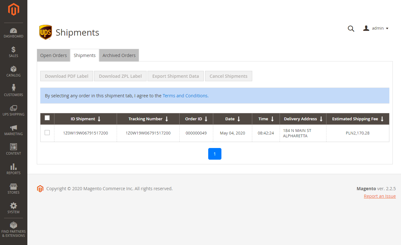 Multiple-order Shipment: To create multiple-order shipment, select the orders by the checkboxes besi