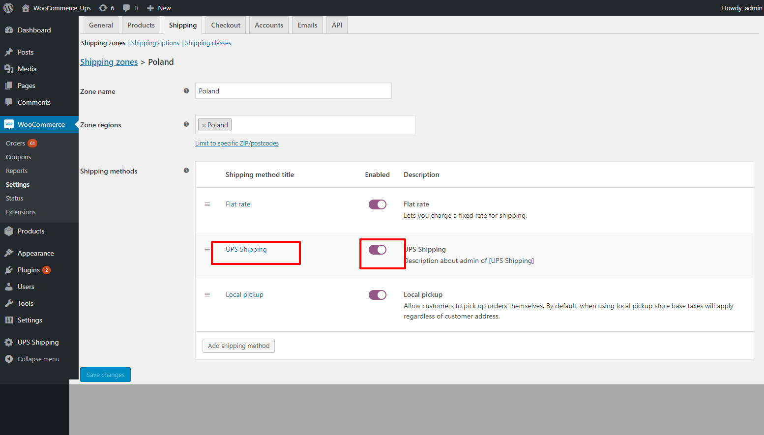 Login to the WordPress system, go to the plugin page, and click on "Deactivate" on the UPS Shipping 