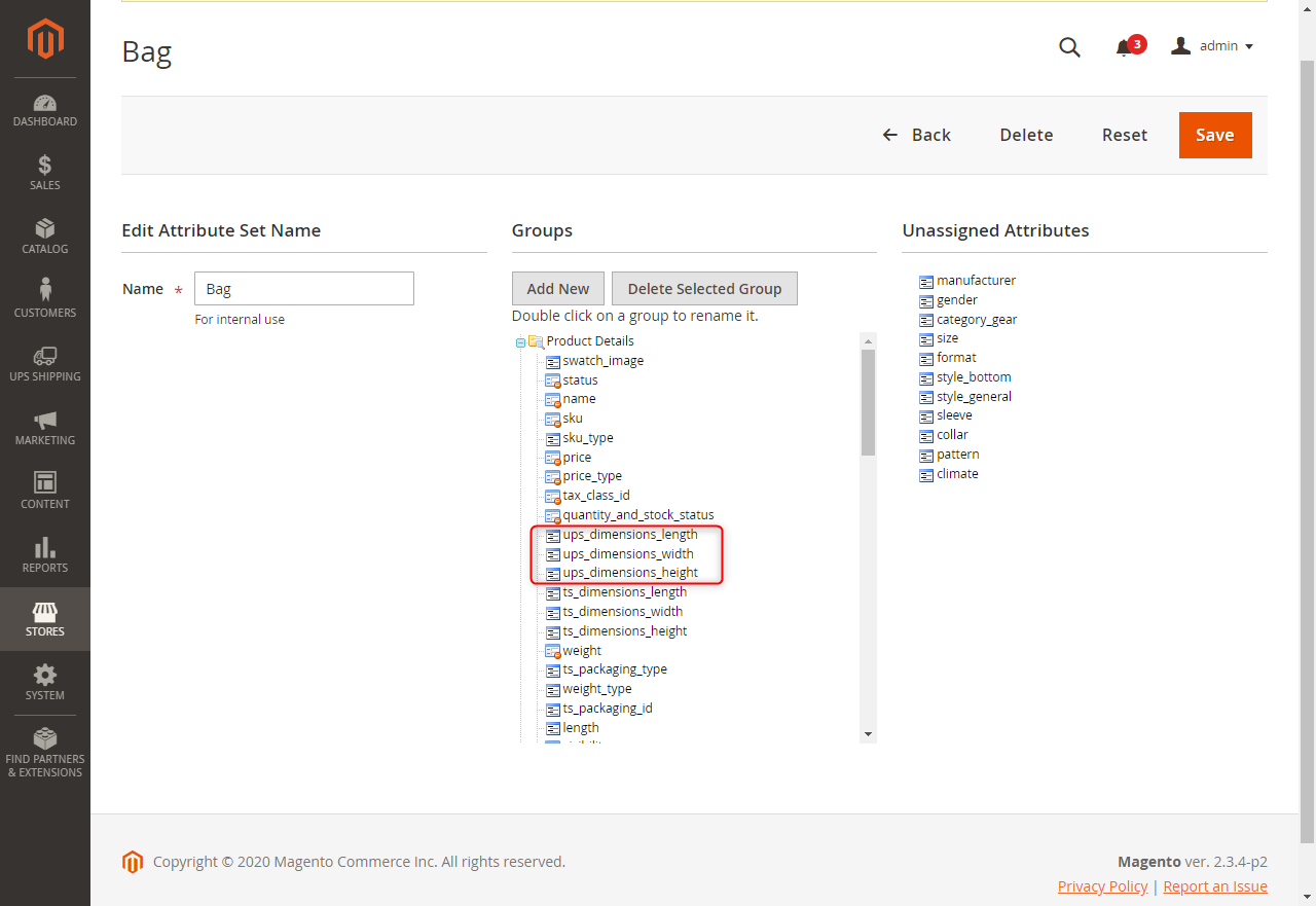 Go to Stores -> Attributes -> Attributes Set