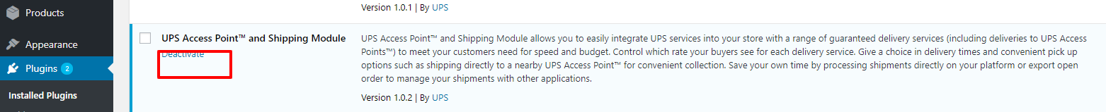 2. Disable the UPS Shipping plugin in Front office.