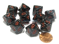 10 d10 Dice Set Chessex SPECKLED SPACE Red 25108 MACULATO SPAZIO Rosso Dadi Dado