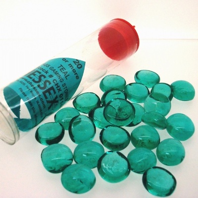 20+ Glass Gaming Stones Chessex TEAL Token Counter Pietrine Trasparenti