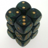 12 d6 Dice Set Chessex SCARAB JADE gold 27615 Dadi GIADA oro