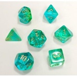 7 Die Set Chessex GEMINI GREEN  TEAL Dice VERDE CIANO Dadi Dado 26438