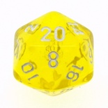 d20 Dice Chessex 16mm Translucent Yellow white PT2002 Dado Trasparente Giallo bianco