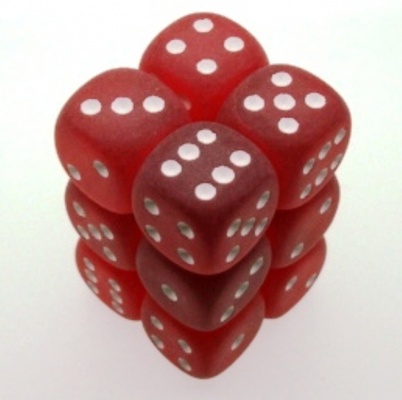 12 d6 Dice Set Chessex FROSTED RED white LE406 GELO ROSSO bianco Dadi Dado