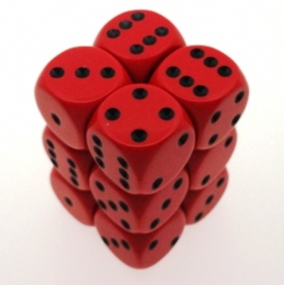 12 d6 Dice Chessex OPAQUE RED black Dadi OPACO ROSSO nero 25614