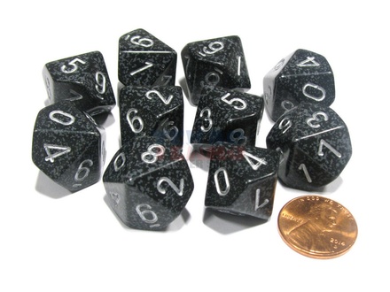 10 d10 Dice Set Chessex SPECKLED NINJA Silver 25118 MACULATO NINJA Argento Dadi Dado