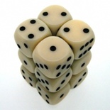 12 d6 Dice Chessex OPAQUE IVORY black OPACO AVORIO nero Dadi 25600