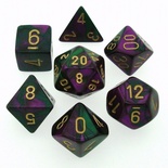 7 Dice Chessex GEMINI GREEN PURPLE VERDE VIOLA Dadi 26434