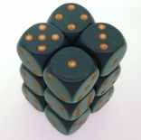 12 d6 Die Set Chessex OPAQUE DARK GREY copper Dice OPACO GRIGIO SCURO rame Dadi Dado 25620