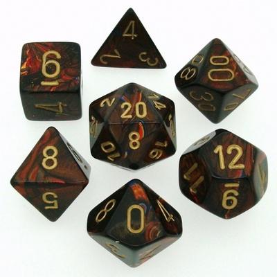 7 Die Set Chessex SCARAB  BLUE BLOOD gold Dice BLU SANGUE oro Dadi Dado 27419