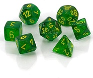 7 Die Set Borealis MAPLE GREEN yellow Dice VERDE ACERO giallo Dadi Dado 27565